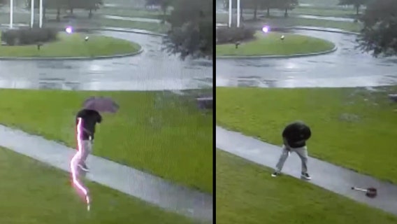 Video shows man nearly struck by lightning in South Carolina