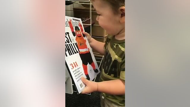 G is for Gritty: Toddler mistakes Flyers' mascot for Cookie Monster