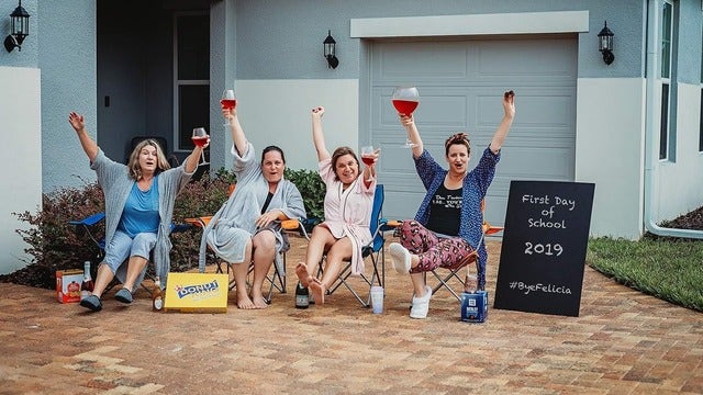 Florida moms celebrate first day of school with wine and donuts