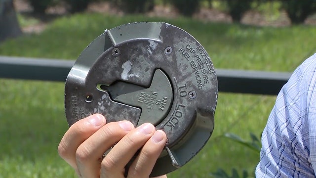 Airplane part drops from sky into swimming pool
