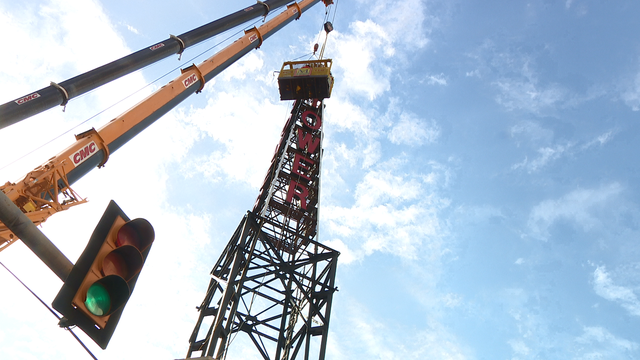 Tower Theater's iconic spire tower removed due to public safety concerns