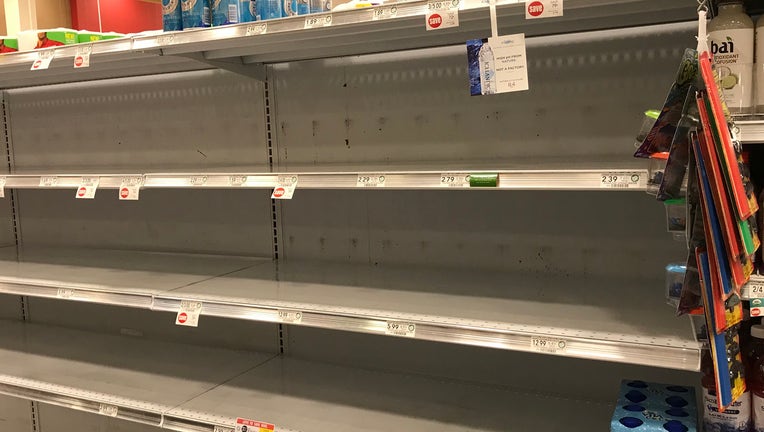 The shelves were largely empty of water at the Baldwin Park Publix Thursday ahead of Hurricane Dorian.