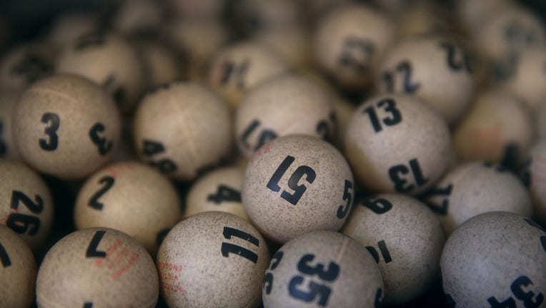 Lottery balls are seen in a box at Kavanagh Liquors on January 13, 2016 in San Lorenzo, California.