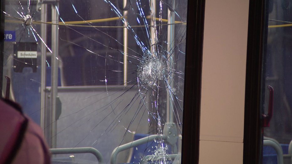 Windows shattered on SEPTA bus