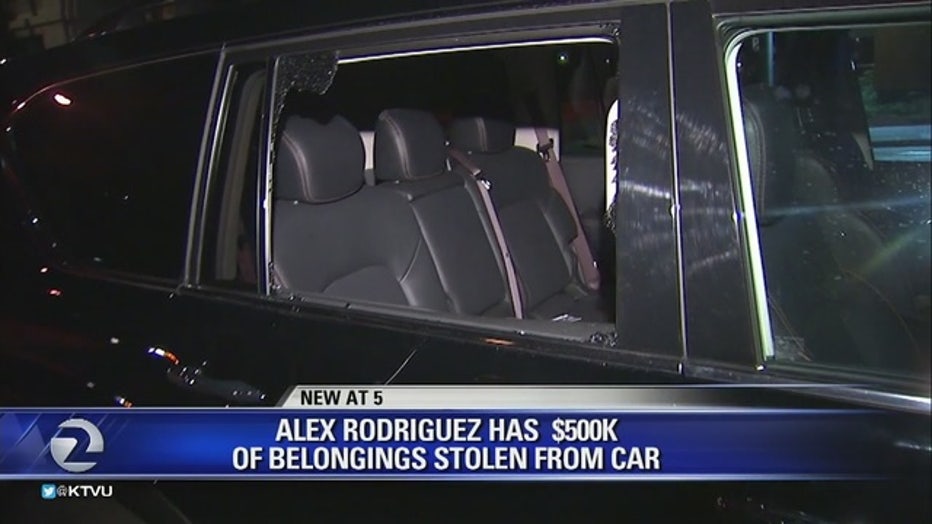 Alex Rodriguez's car was robbed shortly after Sunday Night