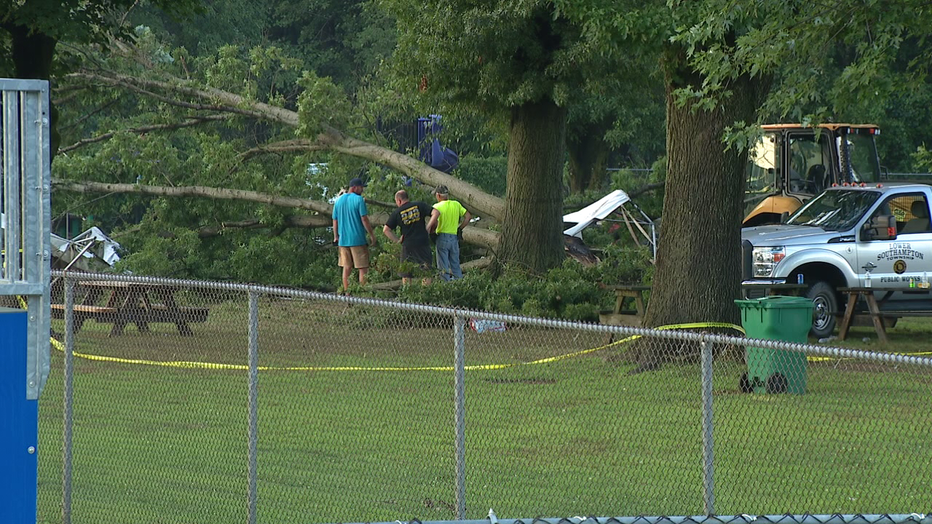 Tree down at Bucks County swim club