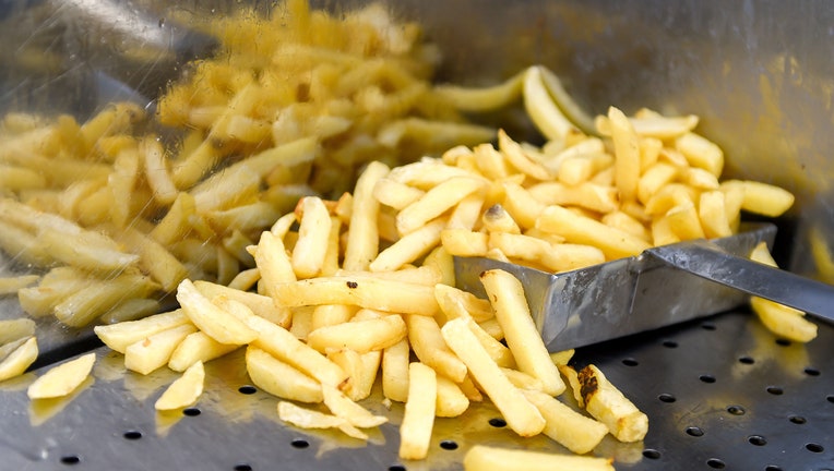 A picture taken in a food truck in Steenvoorde, northern France on October 15, 2018 shows French fries as the harvest of potatoes reduced following summer drought. (Photo by PHILIPPE HUGUEN / AFP) (Photo credit should read PHILIPPE HUGUEN/AFP/Getty Images)