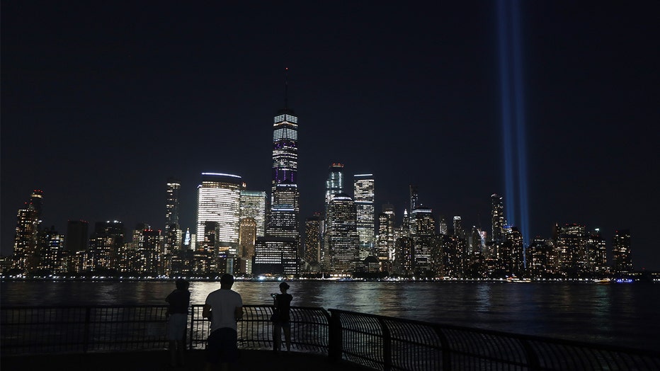 FILE - The annual Tribute in Light, marking the 18th anniversary of the 9/11 attacks on the World Trade Center is tested in lower Manhattan. (Photo by Gary Hershorn/Getty Images)