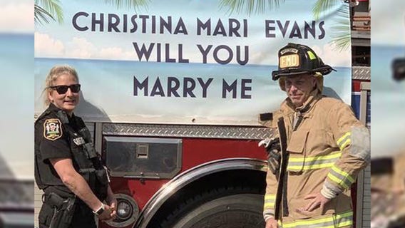 'Surprise of a lifetime': Firefighter surprises deputy responding to call with marriage proposal