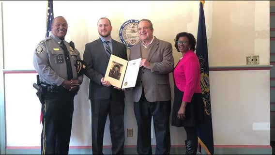 Local police officer honored for assistance to family after hit-and-run