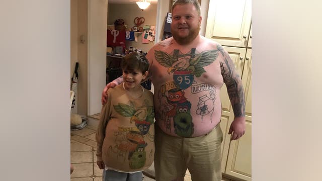 Delco boy wins Halloween with 'Phanatic fan' costume, comes face-to-face with Philly legend