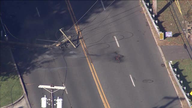 Garbage truck crash in Cherry Hill causes downed power lines, road closure