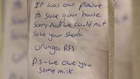 ‘P.S. We owe you some milk’: Australian firefighters leave note after saving home