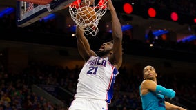 Embiid scores 18, leads 76ers past Hornets 114-106