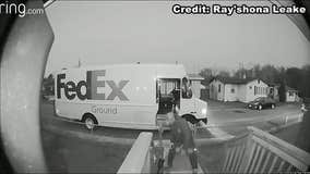 WATCH: Doorbell camera captures FedEx driver working out with delivery