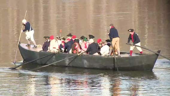 Thousands drawn to annual reenactment of Washington crossing Delaware River