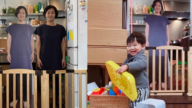 Mom uses cardboard cut-out of herself to keep toddler from crying whenever she leaves the room