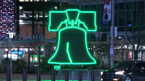 Citizens Bank Park, Lincoln Financial Field light the night Eagles green