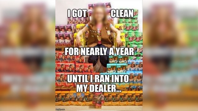 Meme relating Girl Scout cookies to drugs circulating on social media