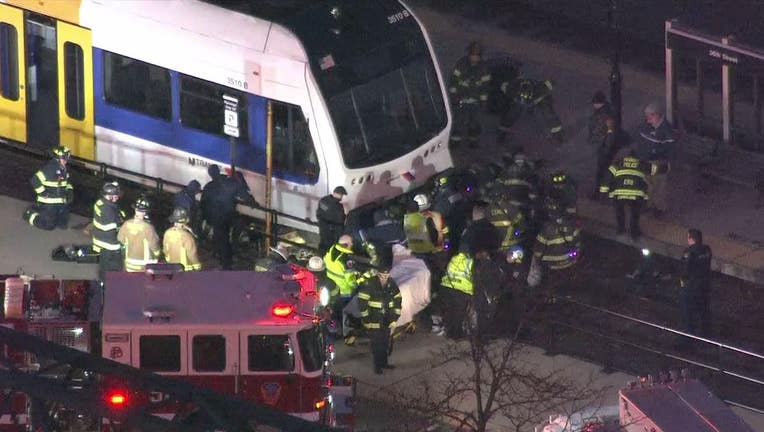 A woman was struck by a New Jersey Transit train in Pennsauken early Tuesday morning.