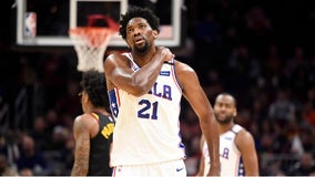 Sixers' star Embiid sprains shoulder against Cavaliers