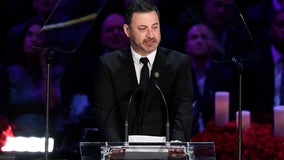 ‘This is a sad day’: Jimmy Kimmel breaks down in tears at opening of Kobe, Gianna Bryant memorial