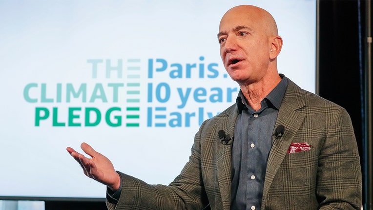 WASHINGTON, DC - SEPTEMBER 19: Amazon CEO Jeff Bezos announces the co-founding of The Climate Pledge at the National Press Club on September 19, 2019 in Washington, DC. (Photo by Paul Morigi/Getty Images for Amazon)