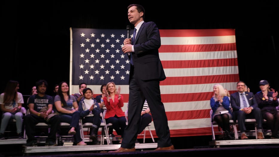 Democratic presidential candidate, South Bend, Indiana Mayor Pete Buttigieg greets supporters on Feb. 4, 2020 in Concord, New Hampshire. (Photo by Spencer Platt/Getty Images)
