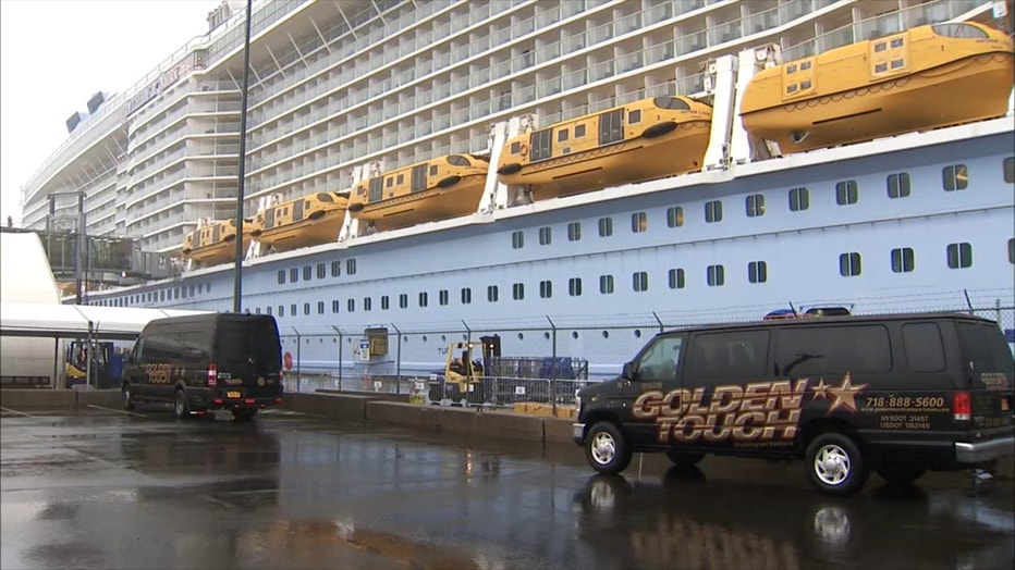 At least two dozen people were quarantined aboard a Royal Caribbean ship that docked in Bayonne, New Jersey.