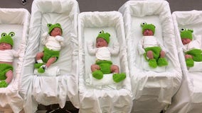 Florida hospital welcomes Leap Day babies with hand-knitted frog costumes