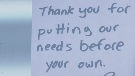 Customers leave words of encouragement for healthcare workers at West Reading pizza shop