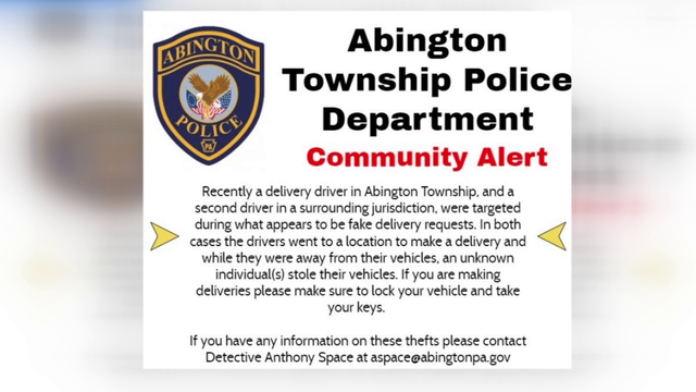 Police in Montgomery County are alerting delivery drivers to possible scam involving vehicles being stolen