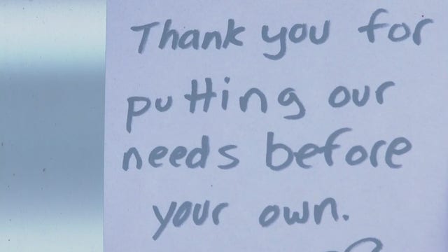 Customers leave words of encouragement for healthcare workers at West Reading pizza shop