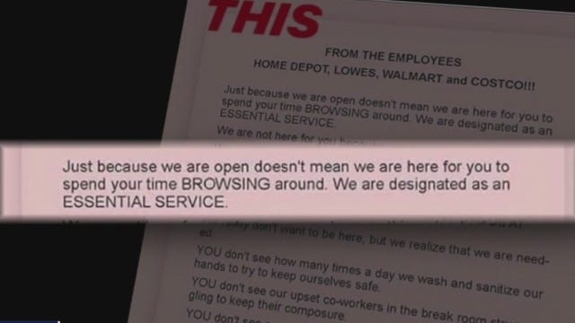 Store employee letter shared on social media asks customers to stay home