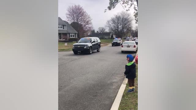 Boy gets surprise parade from Harrison Township Police Department to celebrate 4th birthday