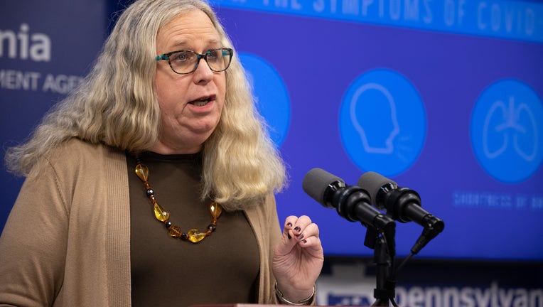 Pennsylvania Secretary of Health Dr. Rachel Levine speaks at a coronavirus press conference.