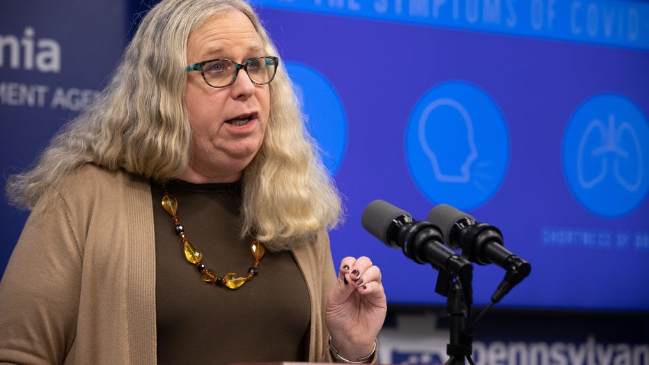 Pennsylvania Secretary of Health Dr. Rachel Levine speaks at a coronavirus press conference.