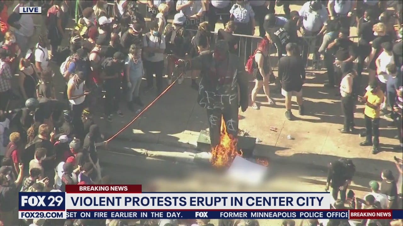 Violent night of protests, looting and fires in Philadelphia