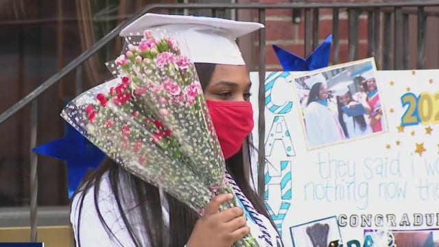 Family and friends celebrate North Philly college graduate with drive-by parade