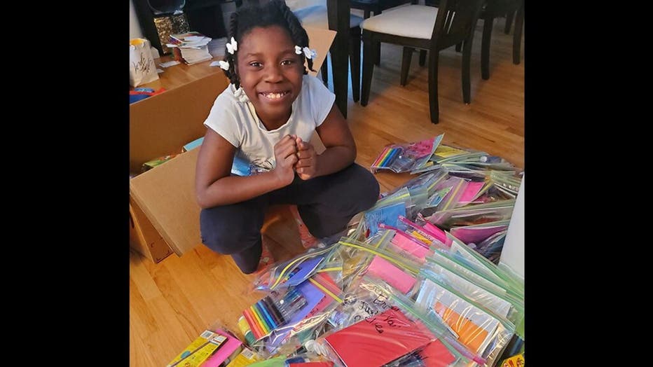 A 10-year-old girl has sent more than 1,500 art kits to kids in