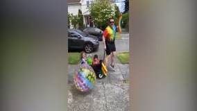 Seattle dads hold mini Pride parade with their kids, neighbors