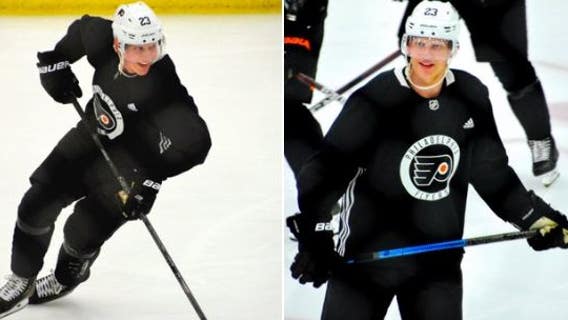 Flyers forward Oskar Lindblom returns to the ice for first time since cancer diagnosis
