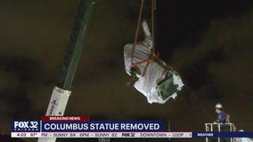 Christopher Columbus statue removed overnight from Grant Park