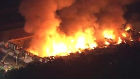 Fire burns into the night at Salem County chicken farm