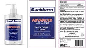 Saniderm Advanced Hand Sanitizer recalled over potential toxic chemicals