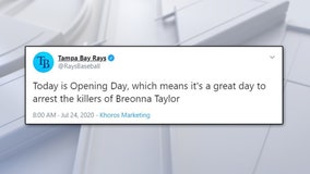 On Opening Day, Tampa Bay Rays tweet 'it's a great day' to arrest Breonna Taylor's 'killers'