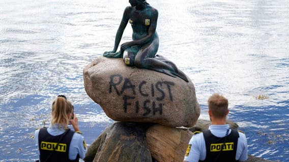Denmark's Little Mermaid statue vandalized with 'racist fish' graffiti