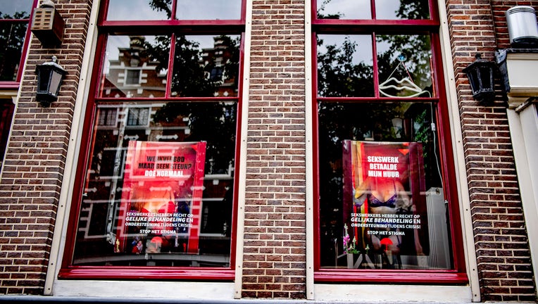 A building with sex workers' posters during the covid 19