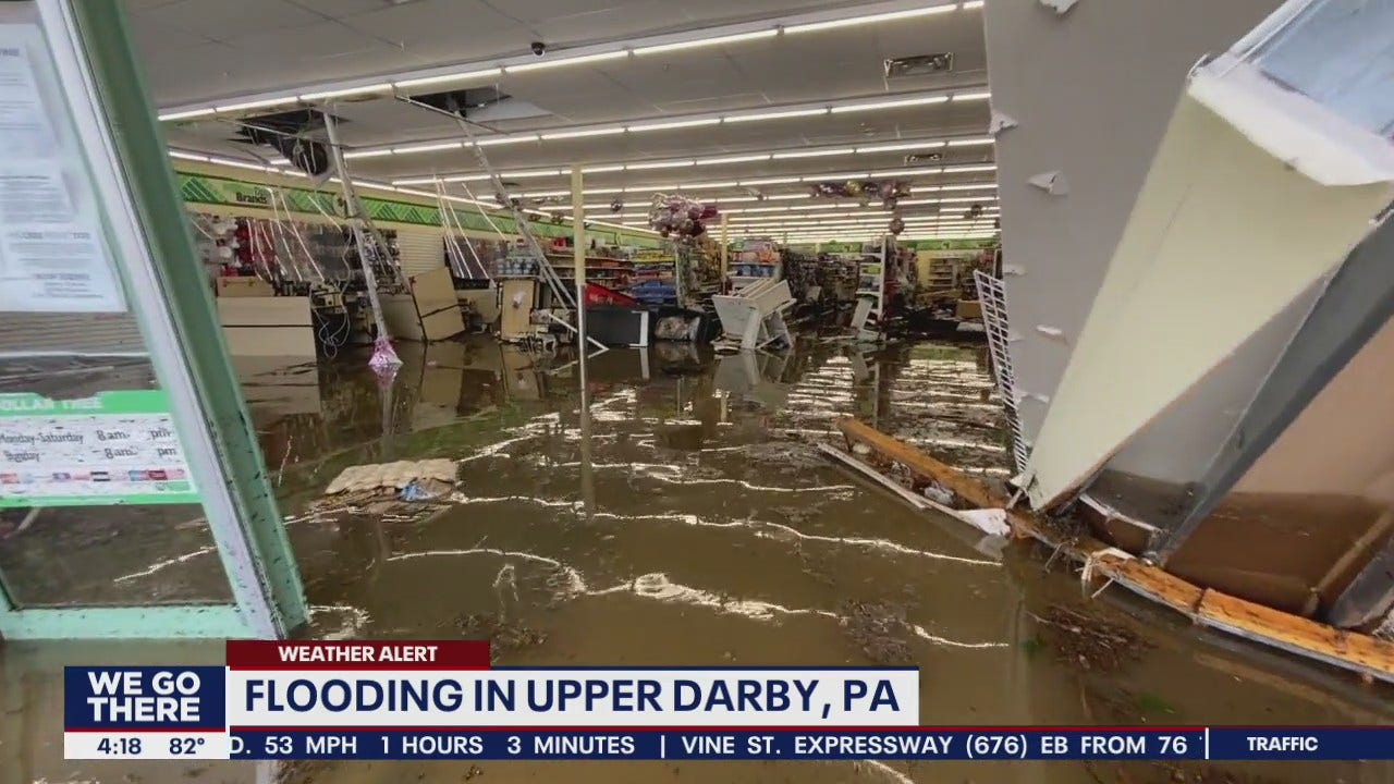 Flood waters rise in Upper Darby during tropical storm