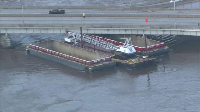 I-676 to remain closed until Thursday after barge wedges underneath bridge